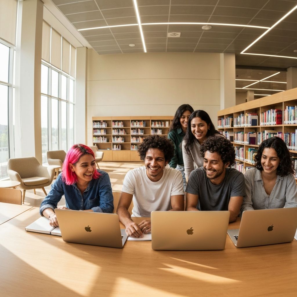Student at university campus with laptop